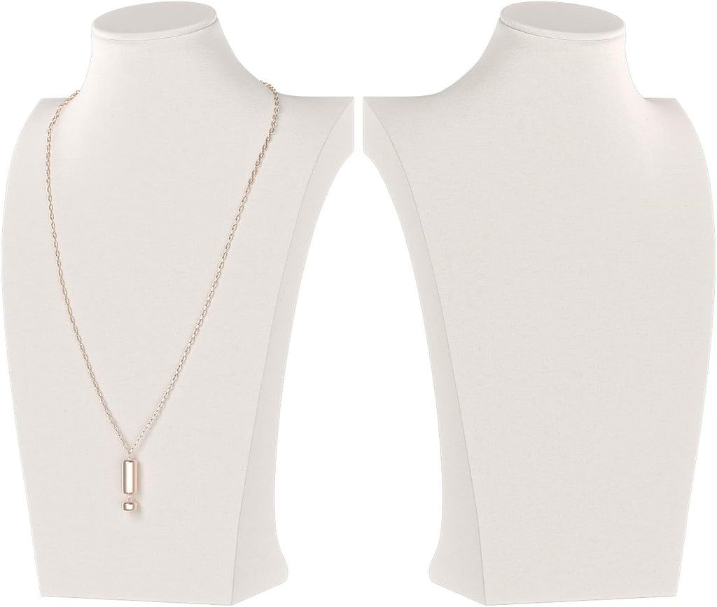 Necklace Bust Display Stand, Necklace Holder, Pendant Chain Necklace Organizer for Women (Beige Velvet, S 2PCS)
