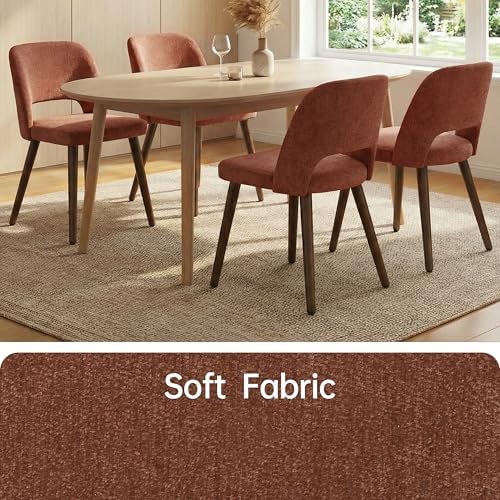 Usaint Wooden Dining Chairs Set of 2, Fabric Dining Room Chairs, Rusty Red