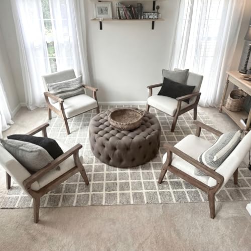 BESTANO Mid Century Modern Accent Chair Set of 2, Linen Upholstered Living Ro...
