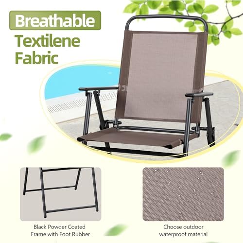 Vongrasig 6 Pieces Folding Patio Dining Set, All Weather Small Metal Outdoor ...