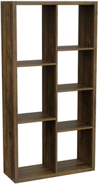 Cube Storage Organizer Bookcase, Decorative 11 inch Open Back Cubical Shelf with Thickened Border, Display Bookshelf for Living Room, Home Office, Sturdy Room (Brown, 7 Cube)