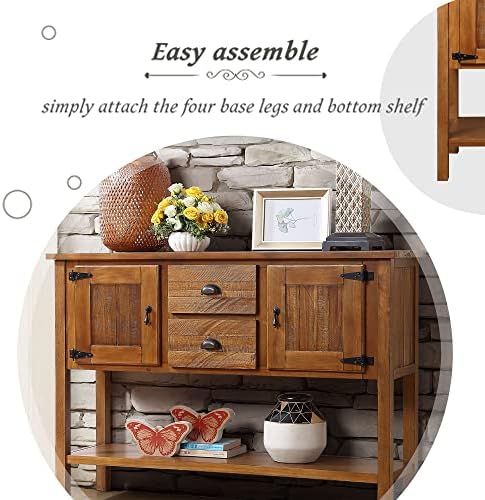 LKTART Solid Wood Sideboard Buffet Cabinet with Storage Drawers and Shelf