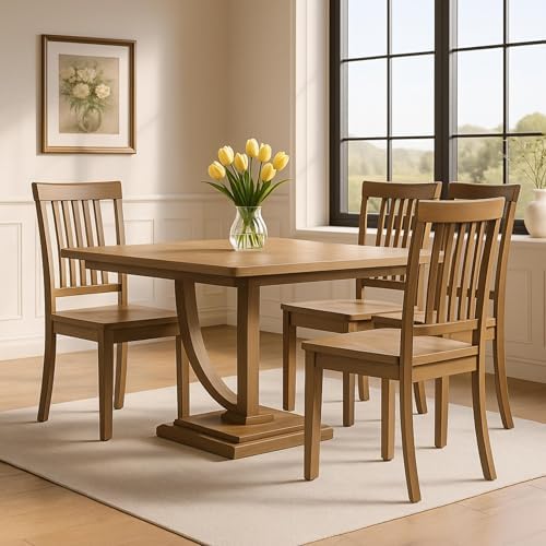 COLAMY Wooden Dining Chairs Set of 4, Spindle High Back Windsor Kitchen Side ...