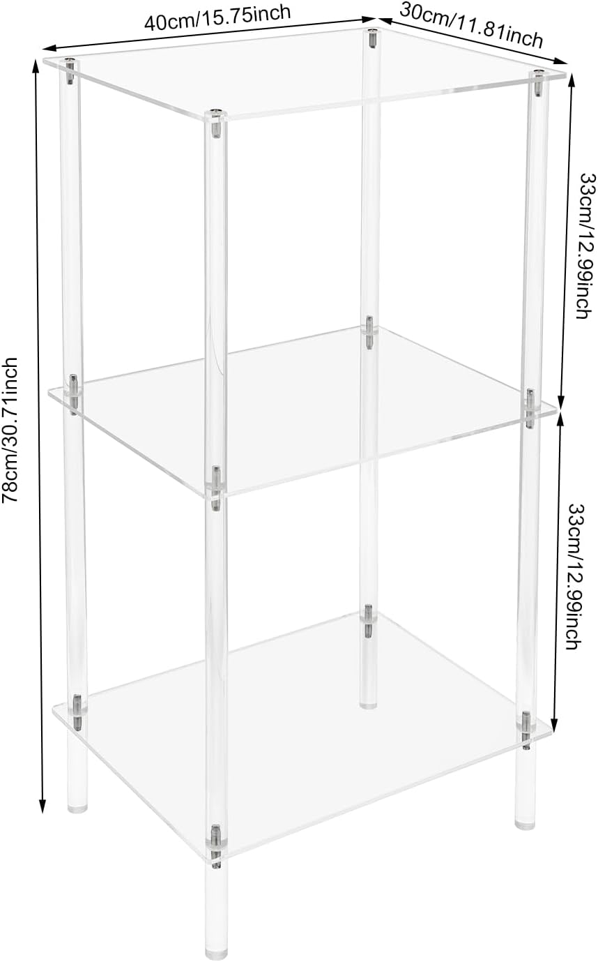 3-Tier Acrylic Record Player Stand, Clear Vinyl Record Storage Table with 11 ...