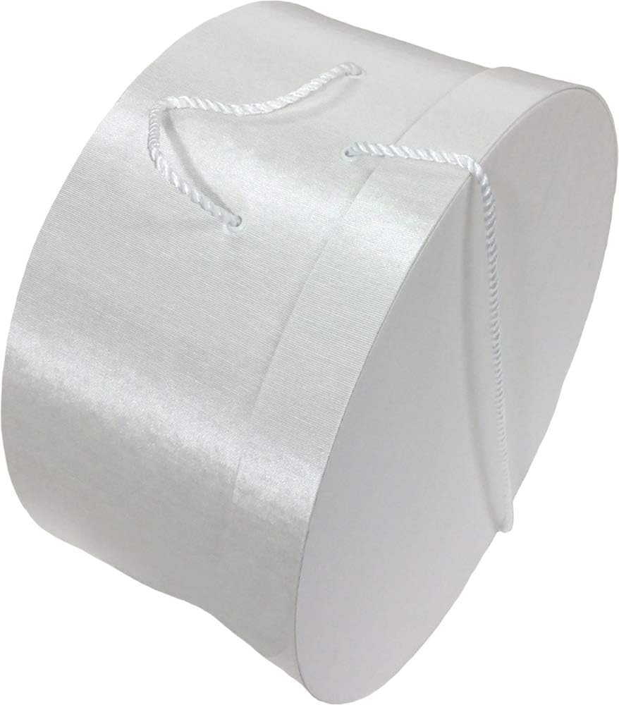 Sarah's Hat Boxes Classic White Hat Box – 11" x 5.5" (Dia. x Ht.) Handmade in USA – Odorless Non-Toxic Adhesive, Cording Handle – Premium Storage for Hats & Accessories