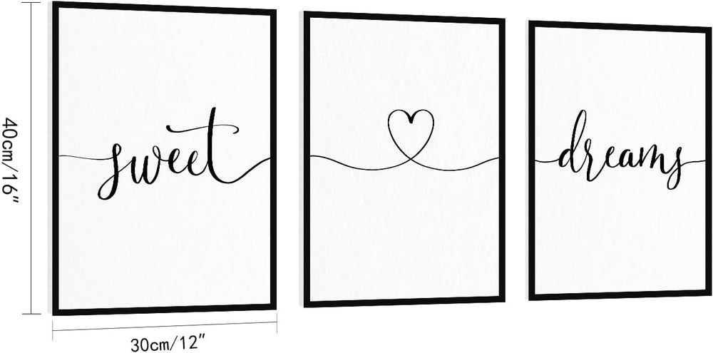 Sweet Dreams Wall Art Above Bed – Set of 3 Modern Farmhouse Bedroom Decor for...