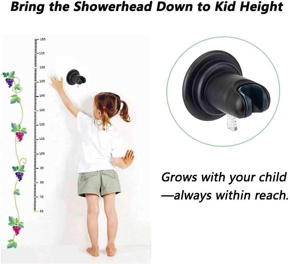 BOPai Suction Cup Shower Head Holder for Handheld Shower – No Drill, for Smooth Surfaces Only, Adjustable 20°, Oil Rubbed Bronze