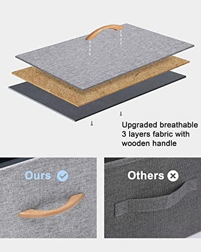 Tall Dresser, Wide Vertical Fabric Storage Organizer, 5 Drawer (Light Gray) | Sturdy Steel Frame, Wood Top and Easy Pull Handle, Space-saving Organizer for Clothes, Bedroom, Hallway, Entryway, Closets