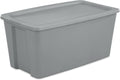 50 Gallon Tote, Extra-Large Plastic Storage Bin with Snap-on Lid, Gray