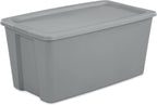 50 Gallon Tote, Extra-Large Plastic Storage Bin with Snap-on Lid, Gray