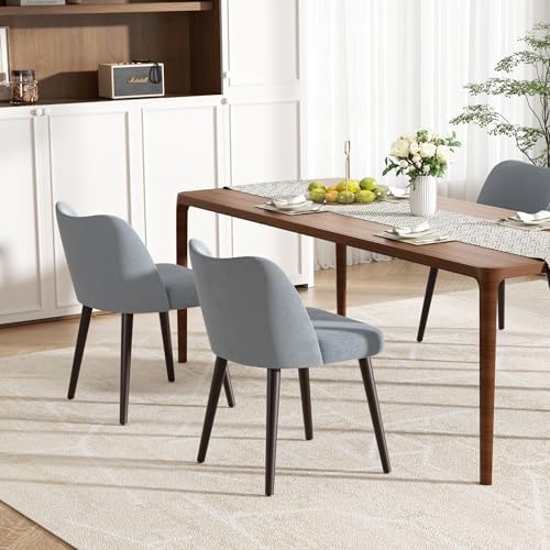 Modern Fabric Upholstered Dining Chairs Mid Century Farmhouse Dinner Chair wi...