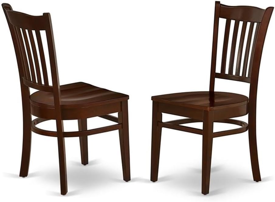 East West Furniture GRC-MAH-W Groton Dining Room Chairs - Slat Back Wood Seat...