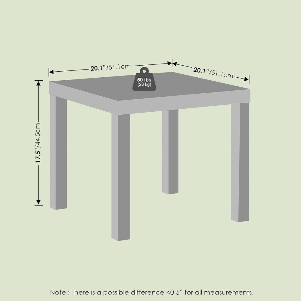 Bayan End Table, Square Side Table, for Small Spaces, Living Room, Bedroom, W...