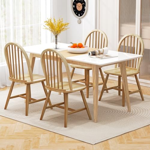 HAPPYGRILL 2 Pieces Wooden Dining Chairs Set, Vintage Armless Windsor Chairs,...
