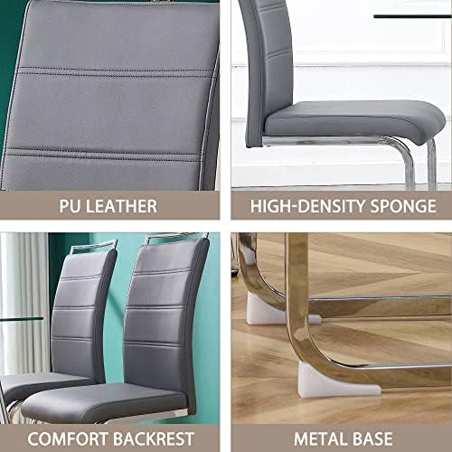 Baysitone Modern Dining Chairs Set of 6, PU Faux Leather High Back Upholstere...