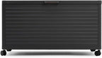 MIRADOR 175 Gallon Outdoor Storage Box Waterproof, Metal Deck Box with wheels for Patio Furniture, Garden Tools, Outdoor Cushion, Charcoal