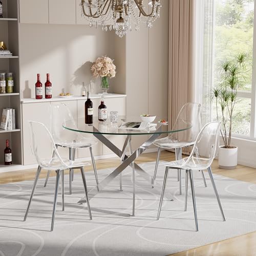 Baysitone Clear Dining Chairs Set of 4, Modern Kitchen Chairs with Transparen...