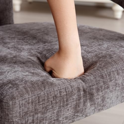 Modern Chenille Barrel Dining Chair Upholstered Fabric Dining Room Chair with...