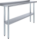 AmGood 14 in. x 60 in. Stainless Steel Work Table with 1.5 in. Backsplash | Metal Kitchen Food Prep Table