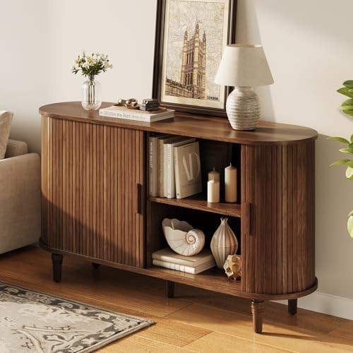 55" Sideboard Buffet Cabinet with Storage - Fluted Credenza Storage Cabinet