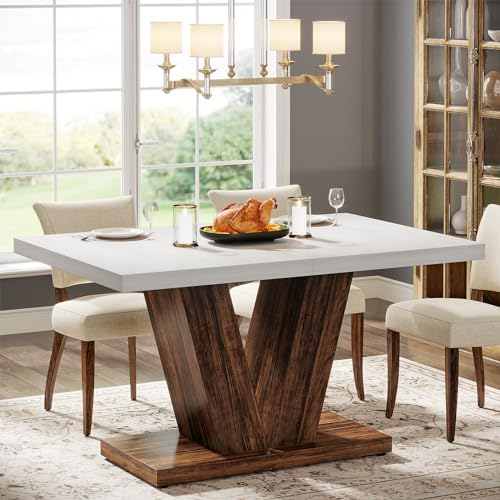Tribesigns 47-Inch Dining Table for 4, White Kitchen Dinner Table with Heavy ...