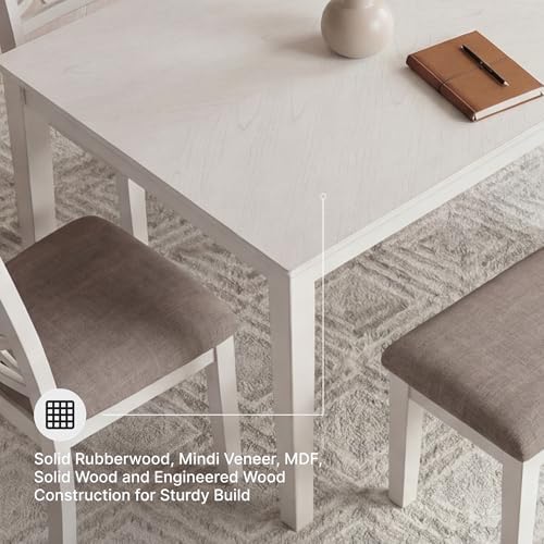 Signature Design by Ashley 6-Piece Dining Set with Bench, Antique White