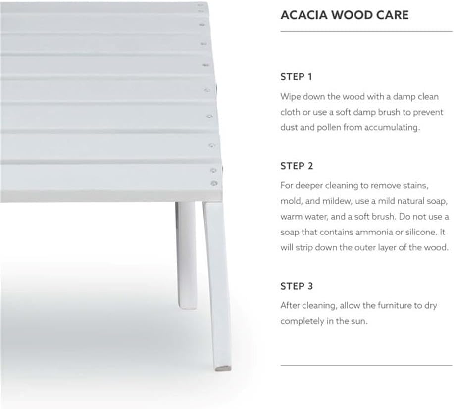 Outdoor Ottoman, Solid Wood and Acacia, White Finish, 21.6" W x 21.06&qu...