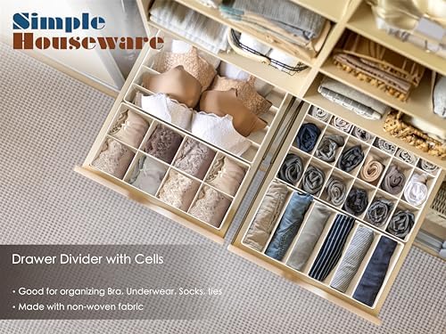 Simple Houseware Closet Underwear Organizer Drawer Divider Assorted 7 pcs | Beige