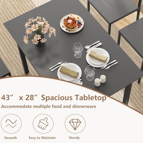 GOFLAME 5-Piece Dining Table Set, Industrial Kitchen Table and Chairs for 4 w...