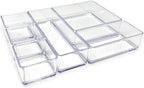 Isaac Jacobs 6-Tray Clear Acrylic Organizer Set, (Six Individual Trays), Multi-Purpose, Stackable Storage Solution for Makeup, Crafts, Desk, School, Office Supplies & More, for Bathroom, Kitchen