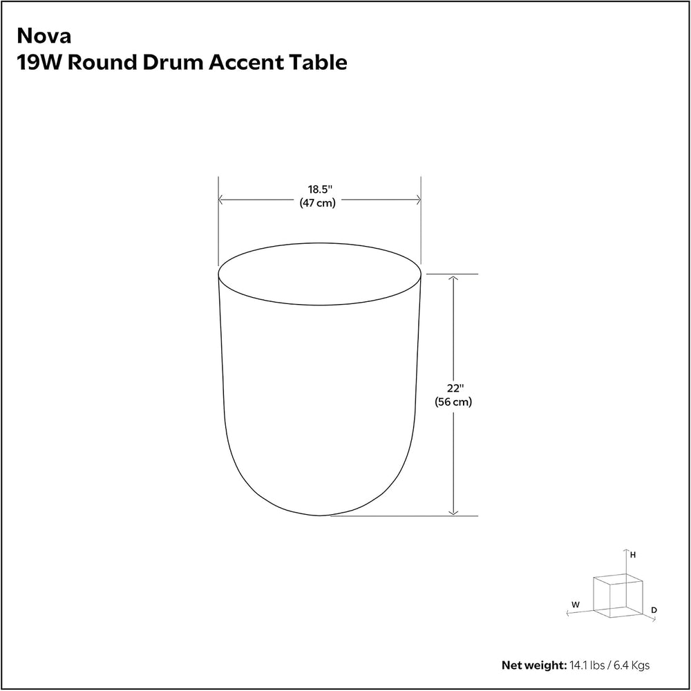 SIMPLIHOME Nova Metal Table - 19 inch Wide Solid Iron Drum Accent Table in Sm...
