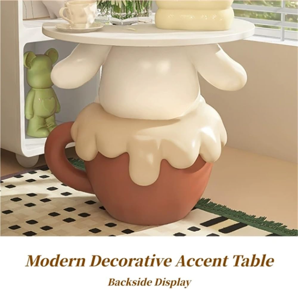 Modern Cute Puppy Side Table with Tray, Resin Dog Sculpture Accent End Table,...