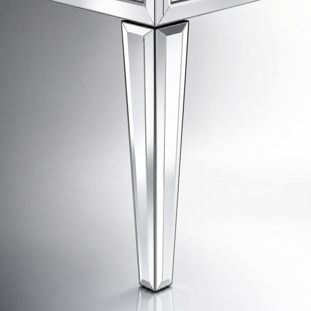 Vanity Stool with Storage – Mirrored Legs, Velvet Cushioned Ottoman, Hidden C...