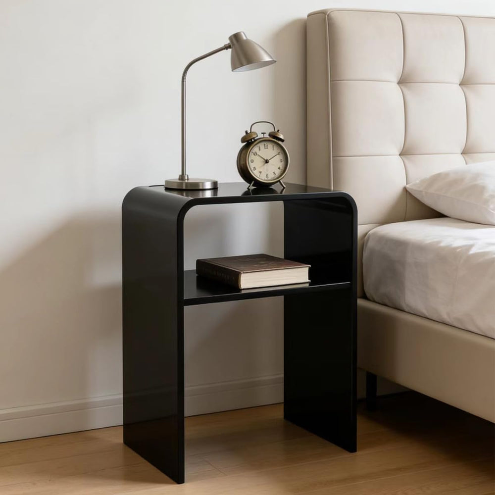 Acrylic 2-Tier End Table – 23.6”H Modern Nightstand with Shelf, Sturdy Bedsid...