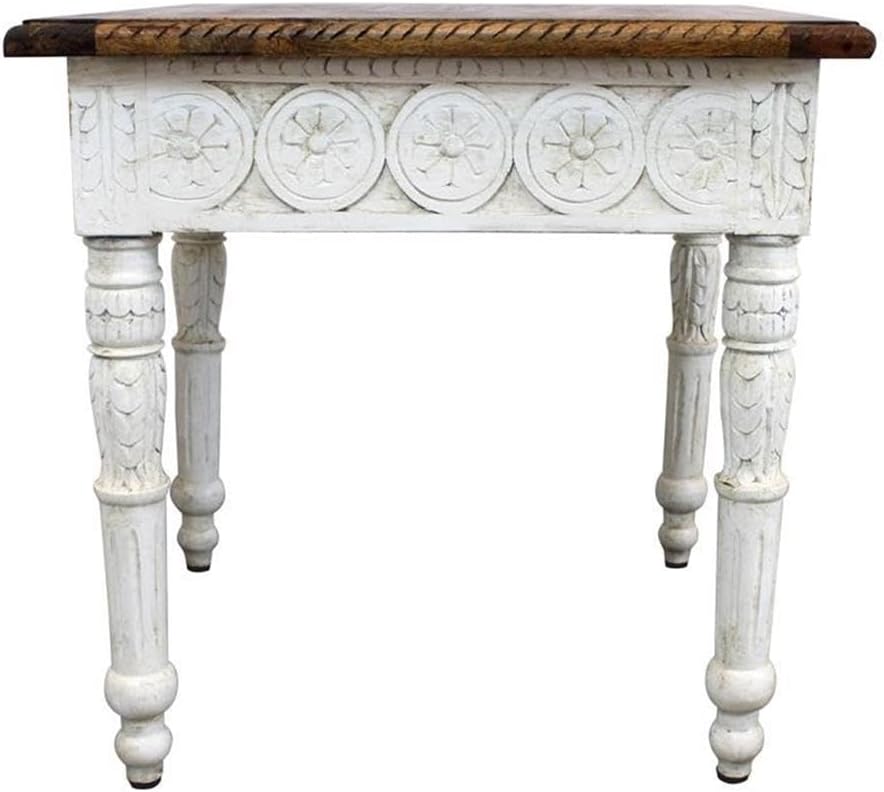 Pemberly Row Solid Wood Hand Carved End Table, 24 in x 24 in x 24 in, Brown T...
