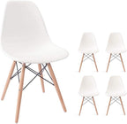 Devoko Modern Style Dining Chairs Mid Century Pre Assembled DSW Chair Classic Shell Lounge Plastic Side Chairs for Dining Room, Kitchen, Living Room Set of 4 (Cream)