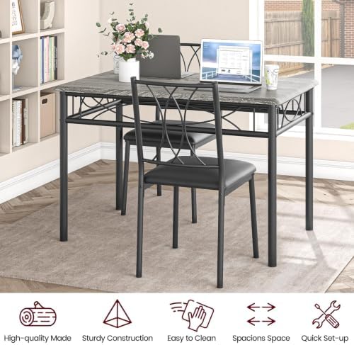 CABIHOME Dining Table Set - 5 Piece Rectangle Kitchen Table with 4 Upholstere...