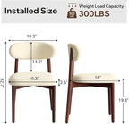 Wooden Dining Chair Set of 8, Modern Dining Chairs with with Curved Back, Fabric Upholstered Kitchen Dining Room Chairs with Adjustable Legs for Farmhouse Dining Living Room,Beige