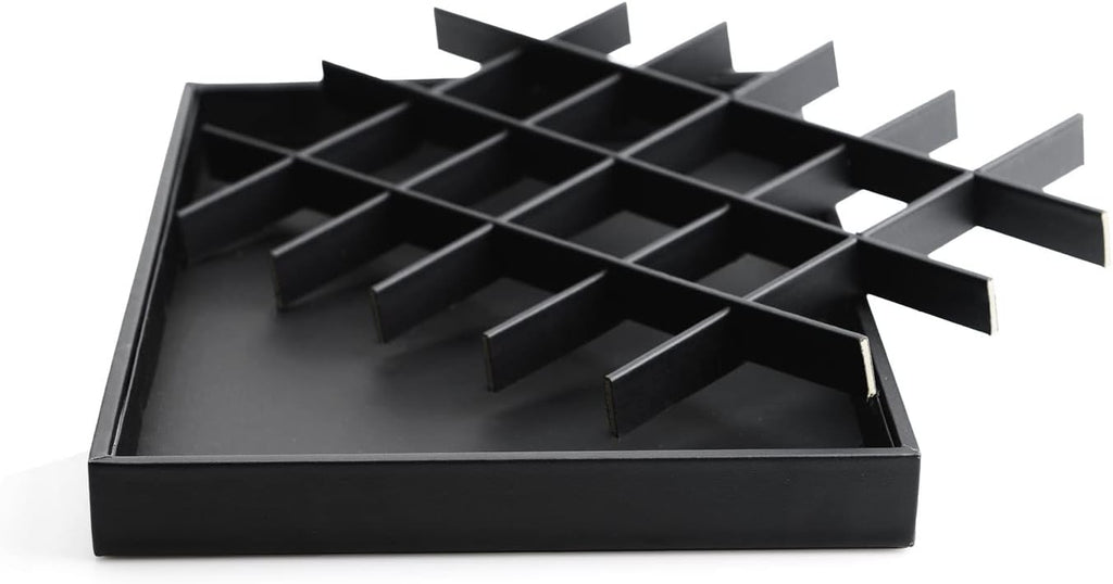 Stackable Jewelry Organizer Tray Premium PU Leather 24 Grid Jewelry Display Tray Trinket Earring Ring Organizer
