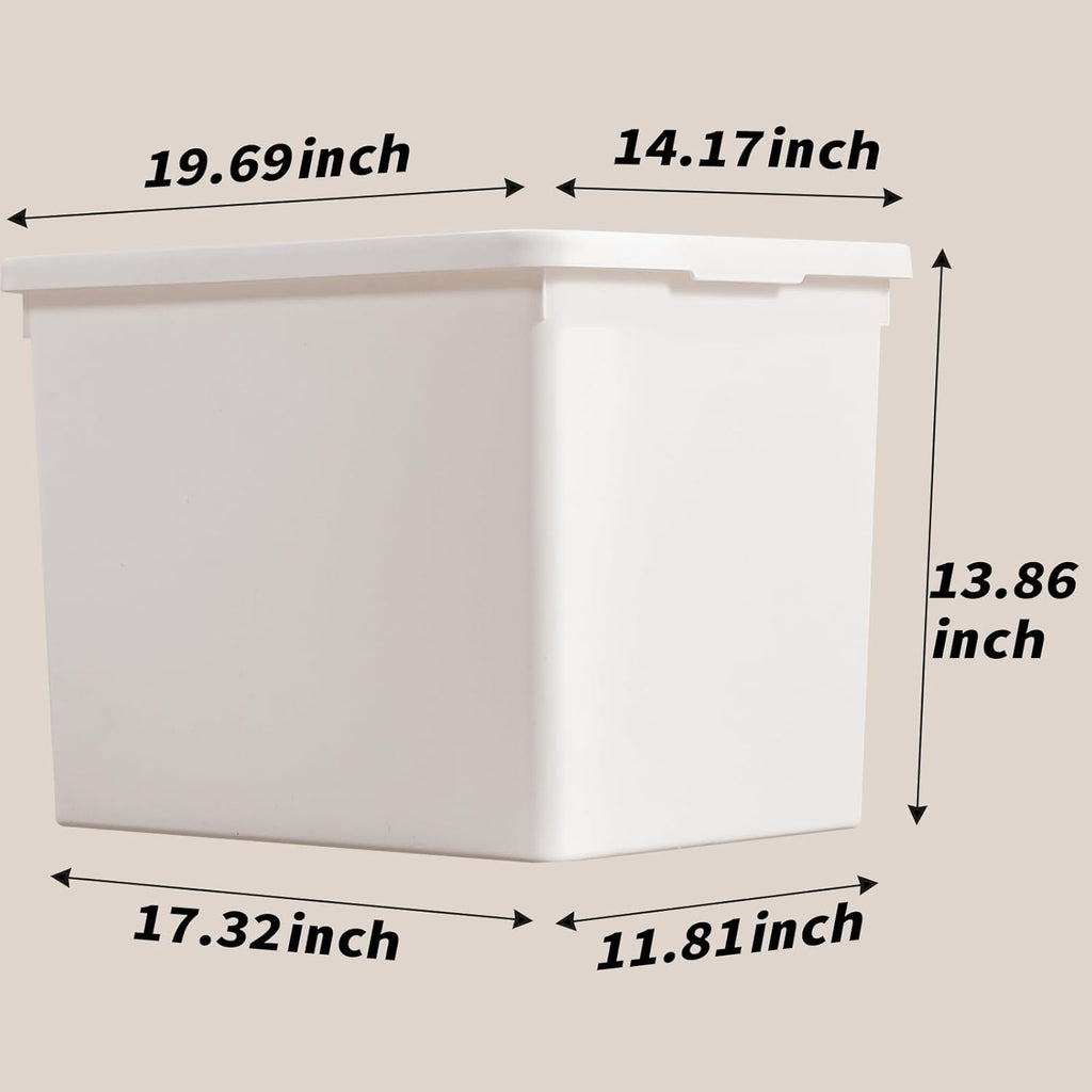 White Storage Bins with lids,Office stackable Plastic Boxes Set of 4,Garage organization Storage Box with handle for Organizing Snacks, Crafts, Legos, Tools,books (white, 4XXXL)