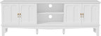 ARTPOWER 67“ Vintage TV Stand for TVs up to 75”, Modern Entertainment Center with Door Cabinets and Open Shelves, Media Console with Storage, White TV Credenza for Living Room, Bedroom