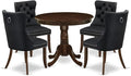 East West Furniture ANDA5-AWA-12 5 Piece Kitchen Table Set Includes a Round Dining Table with Pedestal and 4 Polyester Fabric Upholstered Parson Chairs, 36x36 Inch, Antique Walnut