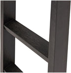Pemberly Row Decorative Solid Wood Library Ladder, 75.5 in Tall, Black Finish, Metal Hooks, Refreshed Traditional Style, Versatile Home Office or Living Room Accent