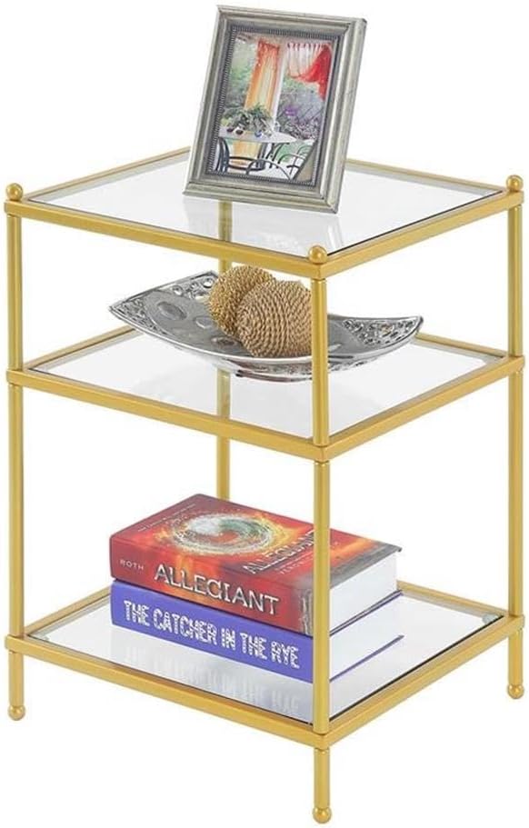 Pemberly Row Contemporary Gold Metal End Table, 16.25" W x 16.25" L...