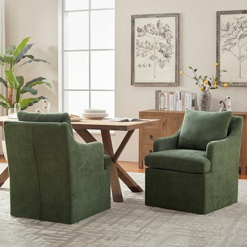 VKNOW Upholstered Dining Chairs Set of 6, Dining Room Chairs with Casters