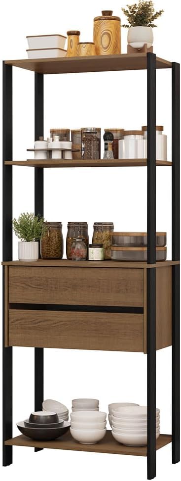 Madesa Kitchen Pantry Storage Rack 27" L with 2 Drawers and Open Shelves...