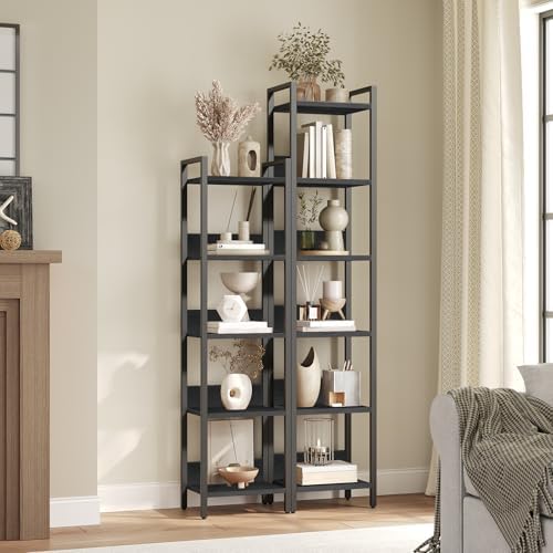 MAHANCRIS 5-Tier Bookshelf, Bookcase, Shelves Organizer for Small Spaces, Sto...