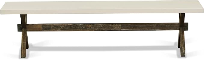 East West Furniture X727FL716-6 6 Piece Dining Set Contains a Rectangle Dining Room Table with X-Legs and 4 Dark Khaki Linen Fabric Parson Chairs with a Bench, 40x72 Inch, Multi-Color