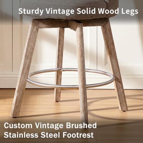Swivel Counter Height Bar Stools,Barstools with Backs,Sand-Colored Bar Stools...