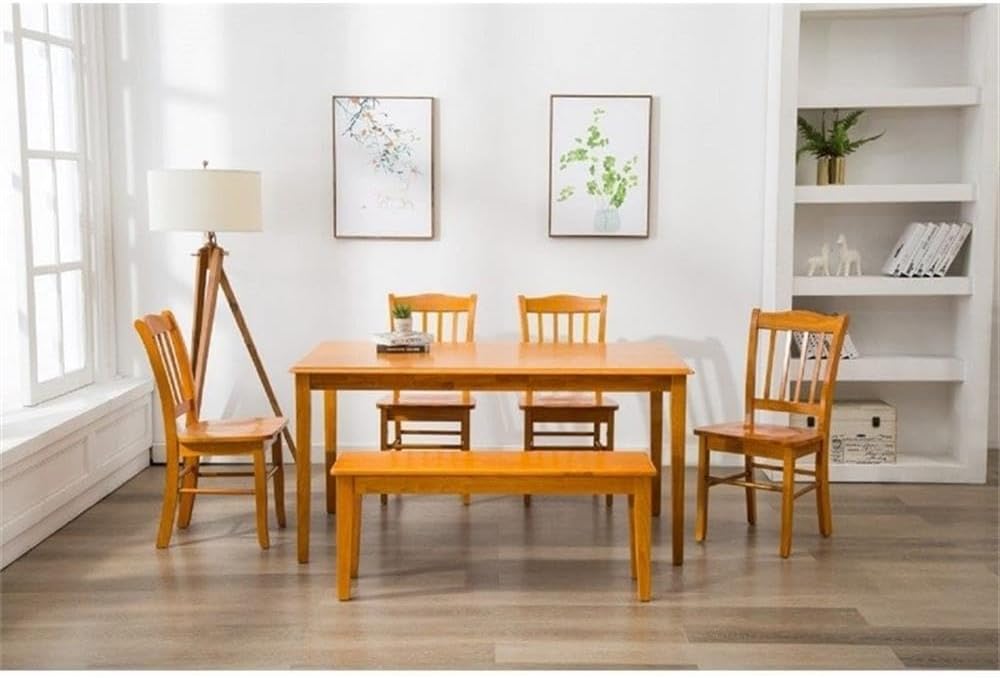 BOWERY HILL 44" Solid Rubberwood Dining Bench, Oak Finish, 18" Seat...